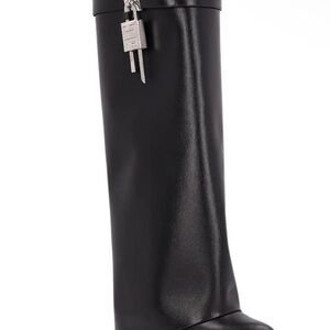 Givenchy Black Over the Knee Boots with Silver Accent